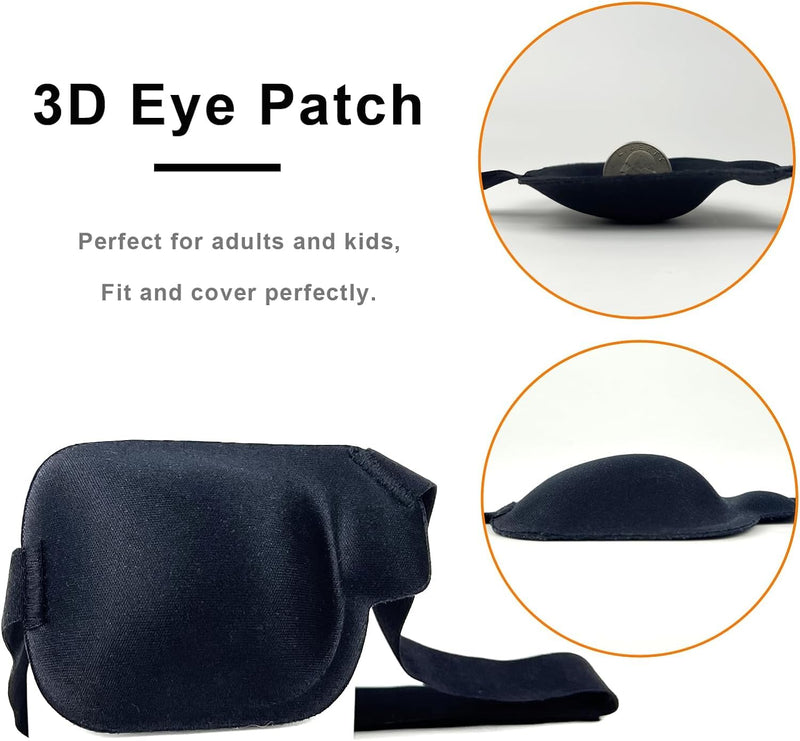 3D Eye Patch, Medical Eye Patches for Adults Kids, 3D Amblyopia Lazy Eye Patches for Right Eye Black