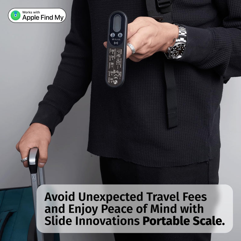 Digital Luggage Weight Scale with Apple Find My Tracker, up to 110lb/50kg | Portable Suitcase Scale & Tracker w/ Carry Handle, Hangs On Baggage, Backlit Led Display, Overweight Alert, Battery Included