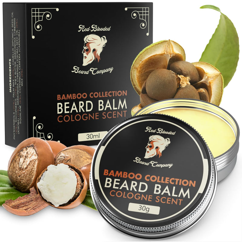 [Australia] - Red-Blooded Cologne scented beard balm for men - nourishes, shapes and moisturizes all lengths of facial hair, helps your beard, natural and vegan 