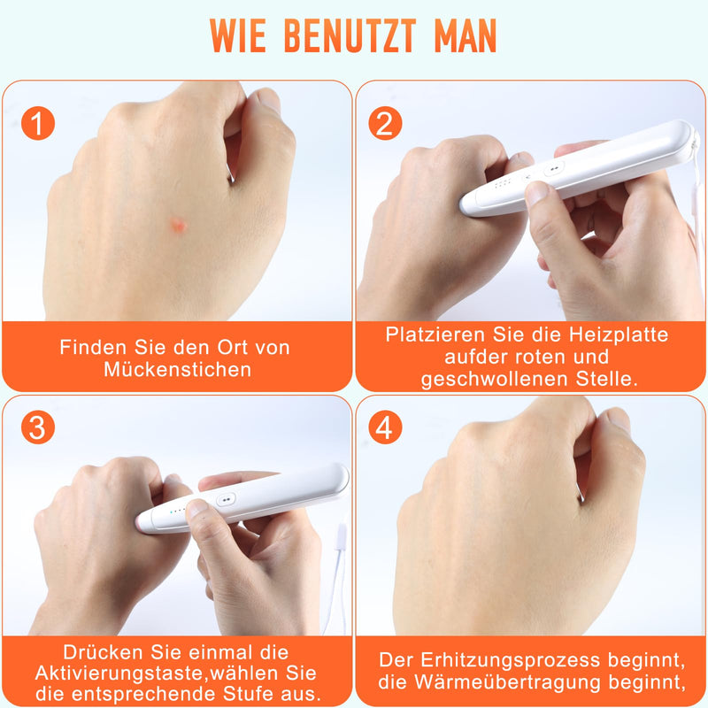 [Australia] - Insect bite healer electric, rechargeable without chemical substances, electric bite healer insect pen mosquito pen, heat pen against mosquito bites, heat pen anti-itch mosquito pen white-1 piece 