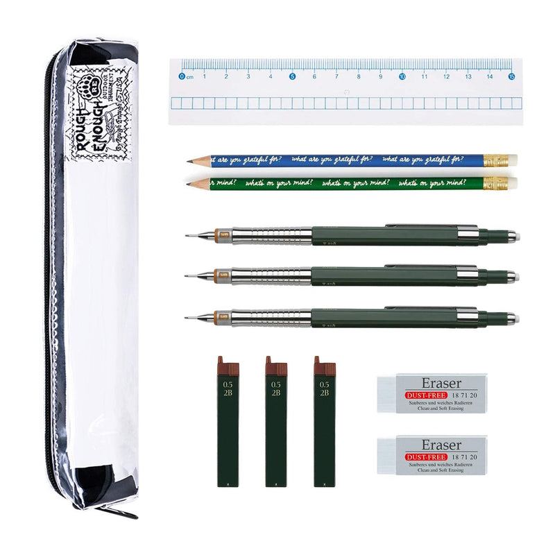 Rough Enough Clear Slim Stationery Pouch TSA Approved Toiletry Bag Clear Travel Toothbrush Case for Men Women