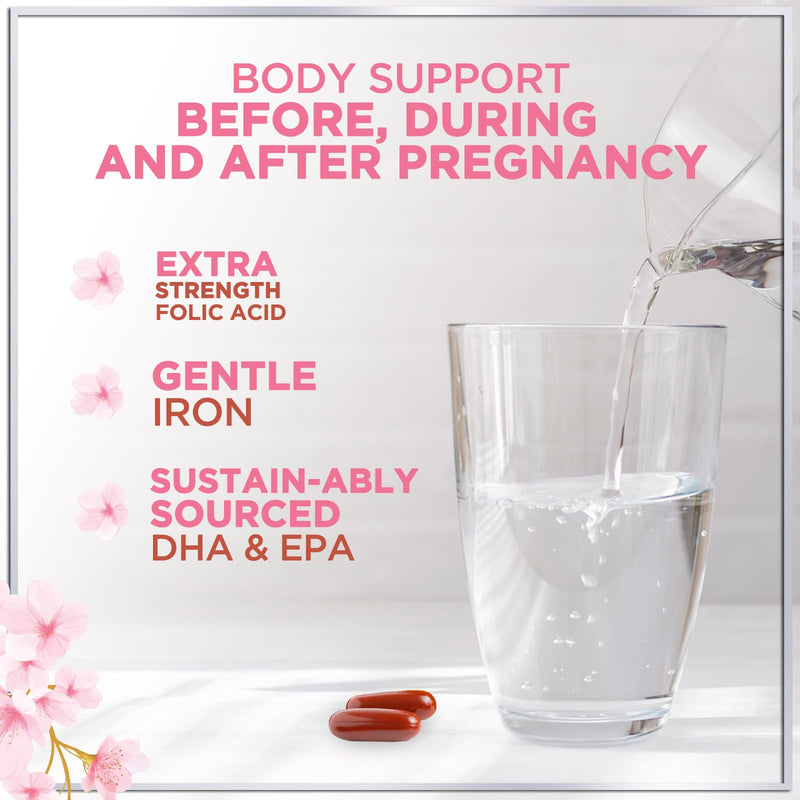 Prenatal Vitamins for Women with Folic Acid + Omega 3 DHA for Fetal Development Support - Prenatal Vitamin Supplement For Mom & Baby - Daily Pregnancy Multivitamin Nutritional Support - 120 Softgels 120 Count (Pack of 1)