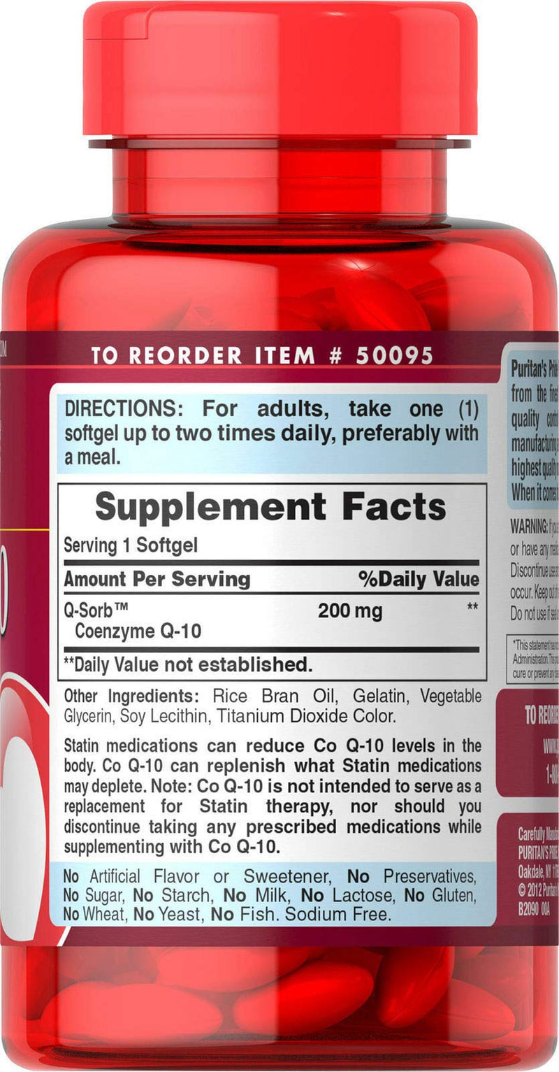 [Australia] - Puritan's Pride CoQ10 200mg, Supports Heart Health, 240 Rapid Release Softgels 240 Count (Pack of 1) 