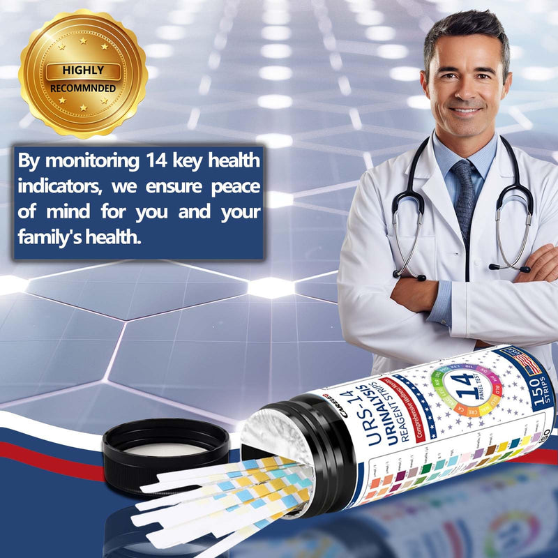 [Australia] - 14 Parameters Urine Test Strips for Urinalysis | 150 Strips - Testing for Kidney, Liver, UTI, Keto Diet, Ketosis, PH, KET, Prot, SG, BIL, CRE, BLO, and +7 More 