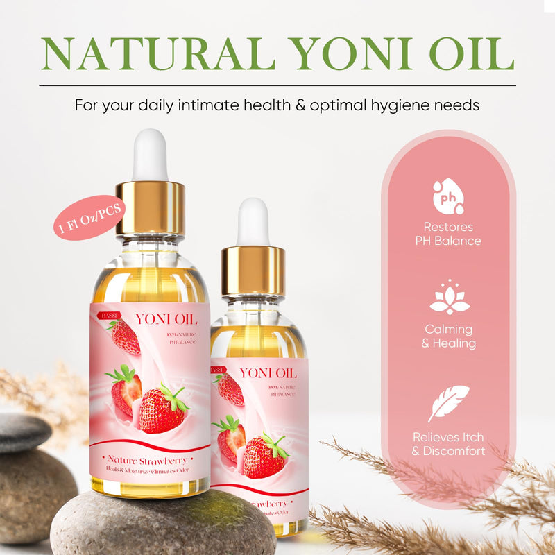 [Australia] - 2 Packs Yoni Oil for Women - Strawberry Fresh Feminine Care Oil - All Natural Vaginal Oil Essential Oils, Reduces Odor, Restores pH Balance and Wetness, 1 fl oz/pc 