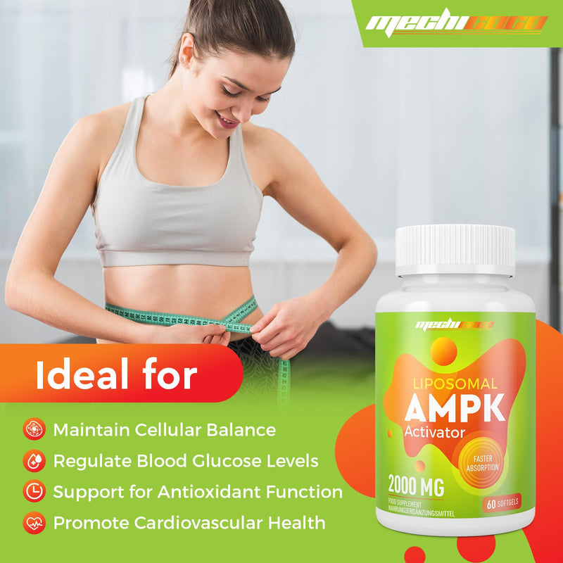 Liposomal AMPK Activator Capsules 2000 mg(2 Package),6-in-1 Formula with Quercetin Dihydrate, Resveratrol and Cinnamon Bark, for Antioxidant Support and Cellular Regulation, NO Soy,NO Gluten 60 count (Pack of 2)