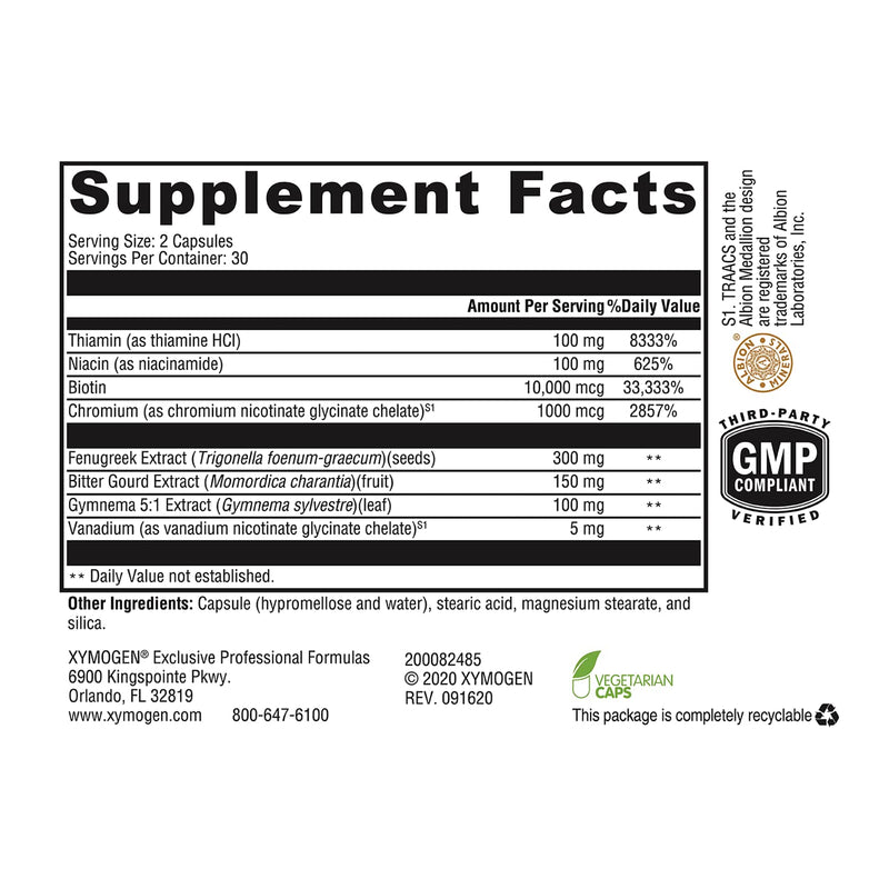 [Australia] - XYMOGEN MedCaps is - Herbal + Nutrient Support for Metabolic Health - Includes Chromium, Biotin, Niacin, Thiamin, Vanadium, Fenugreek Extract, Bitter Gourd Extract, Gymnema 5:1 Extract (60 Capsules) 