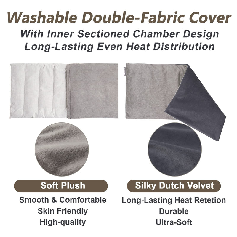 [Australia] - Heating pad Microwavable with Washable Cover 6 * 12" Microwave Moist Heat Pad for Neck Shoulder, Cramps, Back Pain Relief, Warm Compress Rice Bean Bag Hot Pack for Muscles, Joints, Lavender Grey 1 Pack 