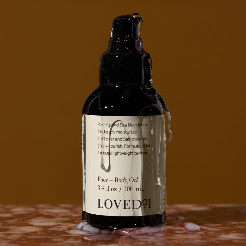 Loved01 Face & Body Oil, John Legend Skincare, Vitamin A & E, Fades Scars, Stretch Marks & Hyperpigmentation, Lightweight Non-Greasy, Daily Hydration, Vegan & Cruelty-Free, 3.4 oz 3.4 Fl Oz (Pack of 1)
