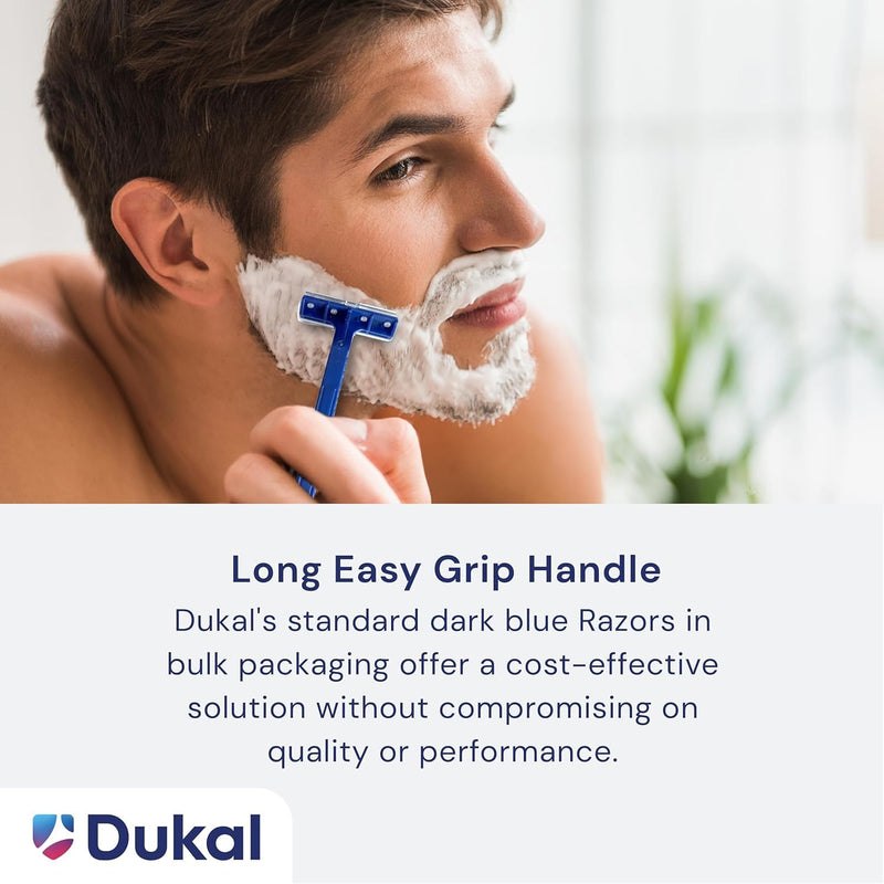 [Australia] - Dukal DawnMist Twin-Blade Disposable Razor, Blue Handle – Bulk Pack of 100, Precision Shave for Smooth & Comfortable Grooming 