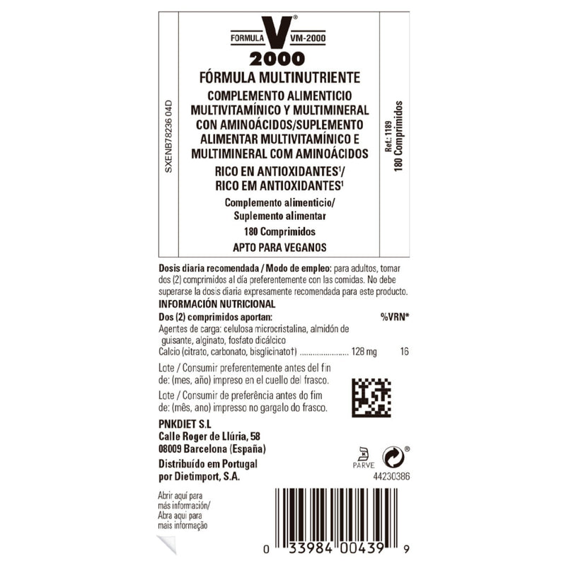 Solgar Formula VM-2000 (Multinutrient System), 180 Tablets - Contains Zinc | Premium Quality Multiple - Supports A Healthy Immune System - Vegan, Dairy Free, Kosher - 90 Servings 180 Count (Pack of 1)