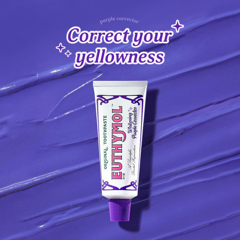 EUTHYMOL Purple Whitening Toothpaste, Instant Tone-up | 3.7 floz*2 (2 Pack) | Whitening Toothpaste for Yellow & Sensitive Teeth, Violet ToneUp, 24H Stain Defense, Long-Lasting Fresh Breath, Aluminum tube 3.7 Fl Oz (Pack of 2)