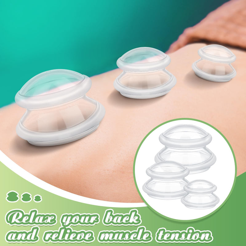 [Australia] - TrelaCo 6 Pcs Cupping Kit for Massage Therapy 3 Sizes Silicone Cupping Set Chinese Massage Therapy for Studio Household Cellulite Joint Pain Muscle Pain(Clear) Clear 
