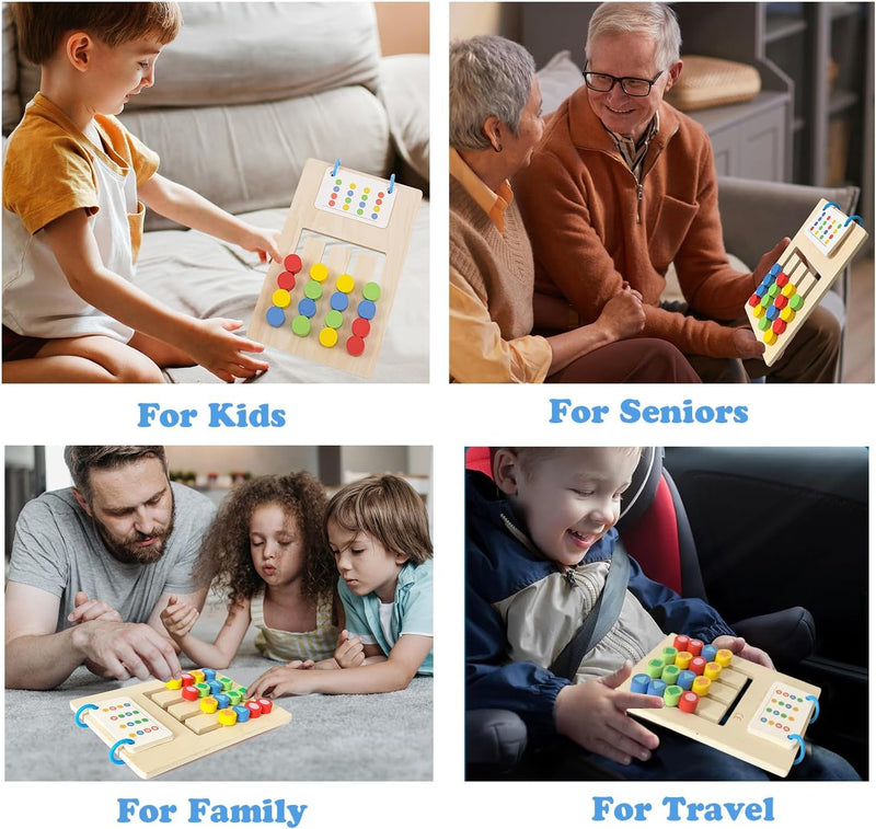 Pack of 2 Dementia Activity 2026 Update Colour Memory Game for Seniors Wooden with 20 Cards, Double-Sided Playable & Cards Securely Fixed, Easy to Grip, Activation & Memory Training