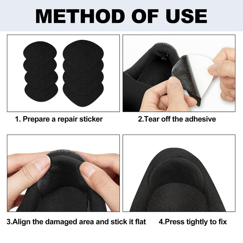 [Australia] - Shoe Heel Repair, 4 Pairs Self-Adhesive Inside Shoe Patches Kit for Repair Holes 4 Pair Black 