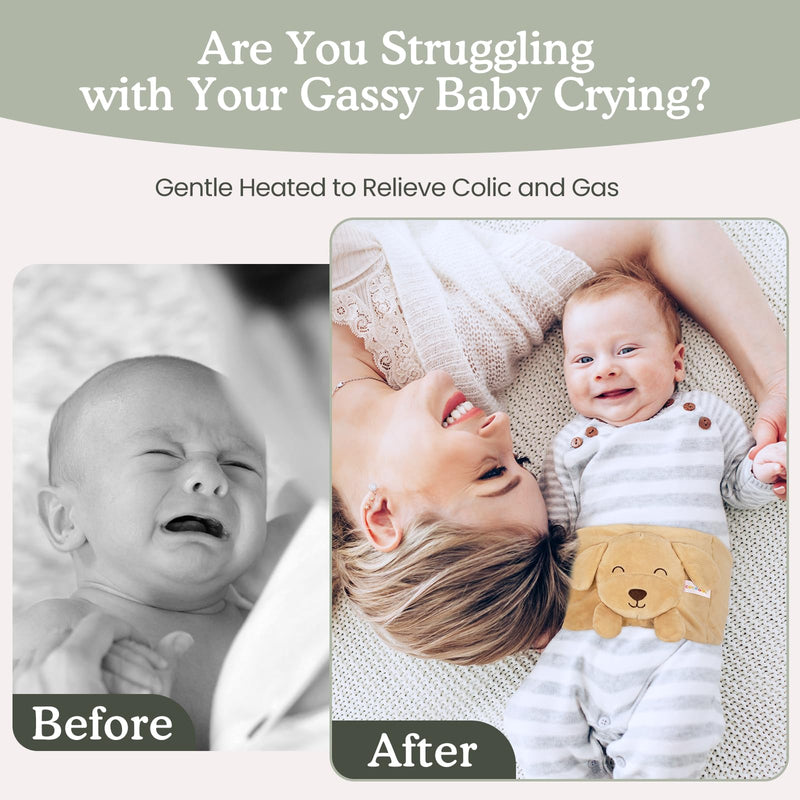 [Australia] - Baby Colic and Gas Relief, Heated Tummy Wrap for Newborns Belly Relief by Soothing Warmth, Baby Heating Pad Swaddling Belt Relief & Soothe Gas, Colic and Upset Stomach for Newborns to Toddler (Puppy) Puppy 