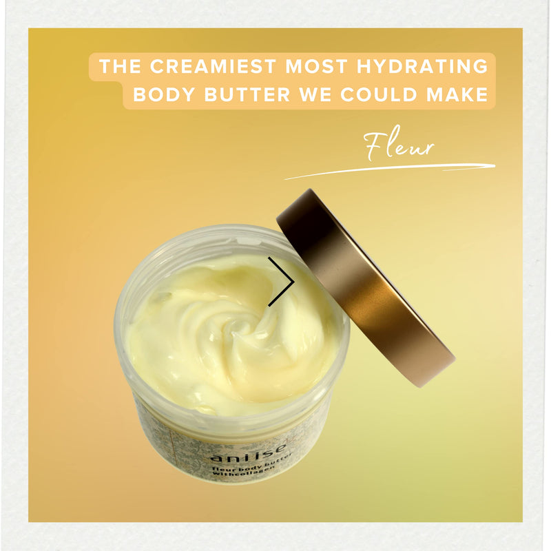 Aniise Moisturizing Body Butter Cream with Collagen – Deep Hydration & Nourishing Skincare. Fast absorbing – Shea Butter, Avocado, Coconut Oil, Vitamin E & Pomegranate – Fleur Scent – 7 oz