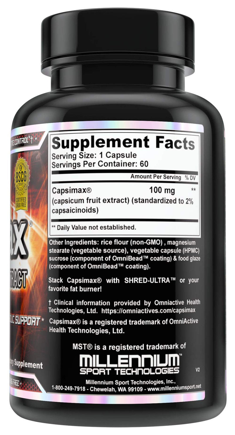 [Australia] - MST Capsimax Supplement 100mg V Capsules, 60 Servings Clinically Dosed Weight Management, Thermogenic, Appetite Control, Calorie Burning, Metabolic Health, Stimulant Free. BSCG Certified 