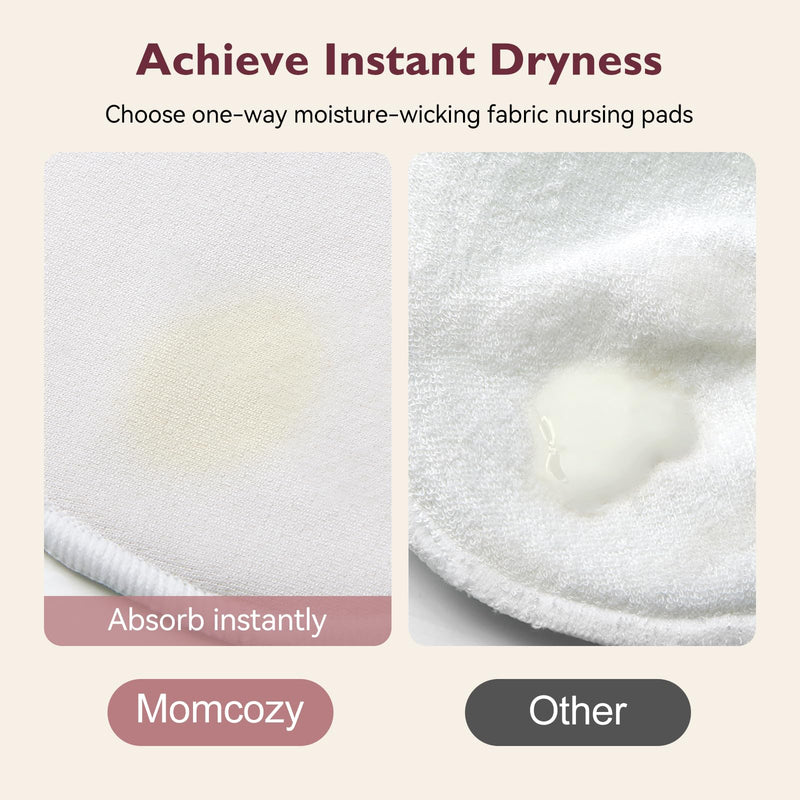 [Australia] - Momcozy Reusable Nursing Pads, Innovative Use of One Way Moisture-Wicking Fabric & 3-Layer Washable Breast Pads, Ultra-Thin Design, Light and Unburden, 14 Pack + Wet & Dry Separation Bag + Wash Bag Thin but absorbent 