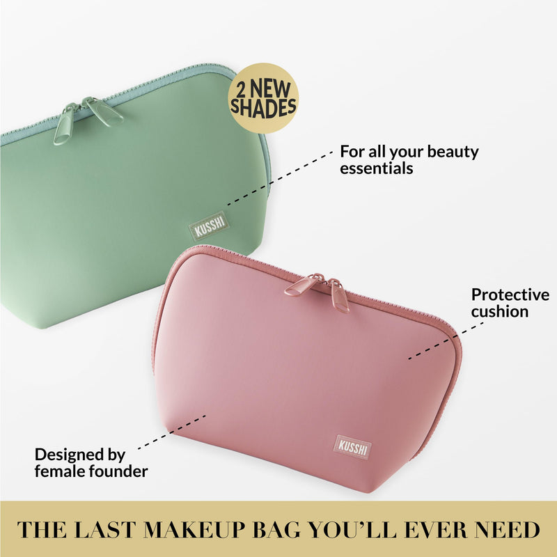 Neoprene Makeup Bag - Washable Makeup Bag for Stress Free Travel (Mauve/Stone) Mauve/Stone