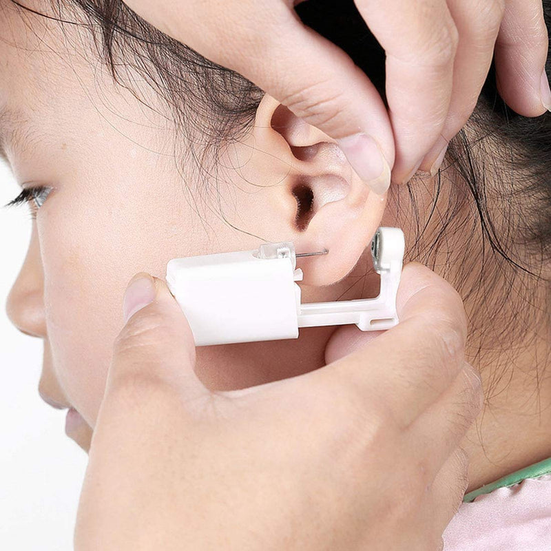 [Australia] - 2 Pack Self Ear Piercing Gun Earring Disposable Piercing Kit No Pain Easy Use Ear Piercing Gun Kit Tool with Stud (White) 