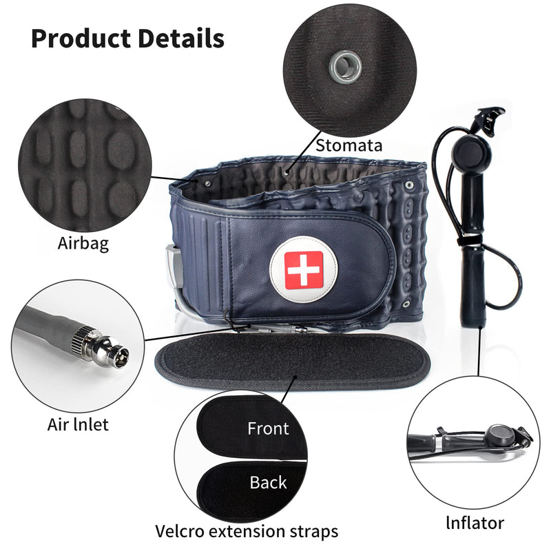 [Australia] - Decompression Back Belt, for Lower Back Pain Relief Lumbar Decompression Belt, Men and Women Lumbar Traction Device (29-49 inch Waists) Blue 