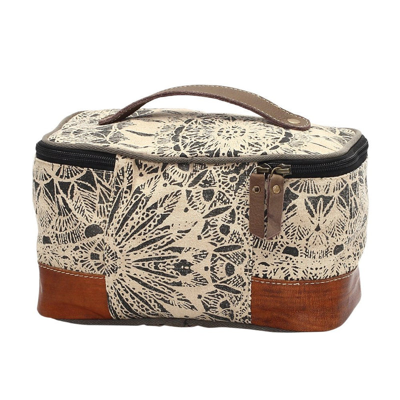 Myra Bag Boho Purses for Women - Canvas Bag with Buffalo Leather Detailing and Geometric Pattern, Boho Handbags for Women Vintage