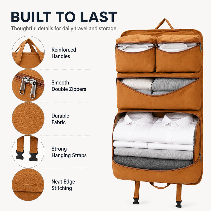 Travel Duffel Bag Large Foldable Bag Carry On Closet Luggage Insert with Heavy Duty Hooks, Portable Wardrobe Suitcase Organizer for Business Trips & Weekend Getaways travel storage bag