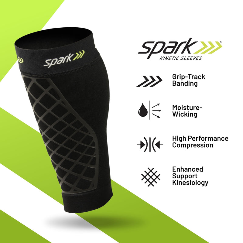 [Australia] - Spark Brownmed Kinetic Calf - Compression Calf Sleeve with Embedded Kinesiology Tape - Calf Brace for Running, Shin Splints & Cycling - Leg Compression Sleeve for Men & Women - Small 
