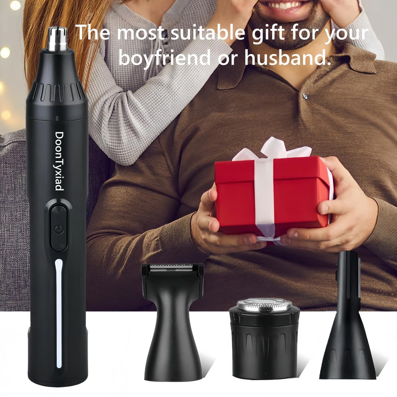 [Australia] - Rechargeable Ear and Nose Hair Trimmer, 4-in-1 Professional Painless Eyebrow & Facial Hair Trimmer for Men Women, Powerful Motor and Dual-Edge Blades for Smoother Cutting Black(Black 4-in-1) Black 4-in-1 