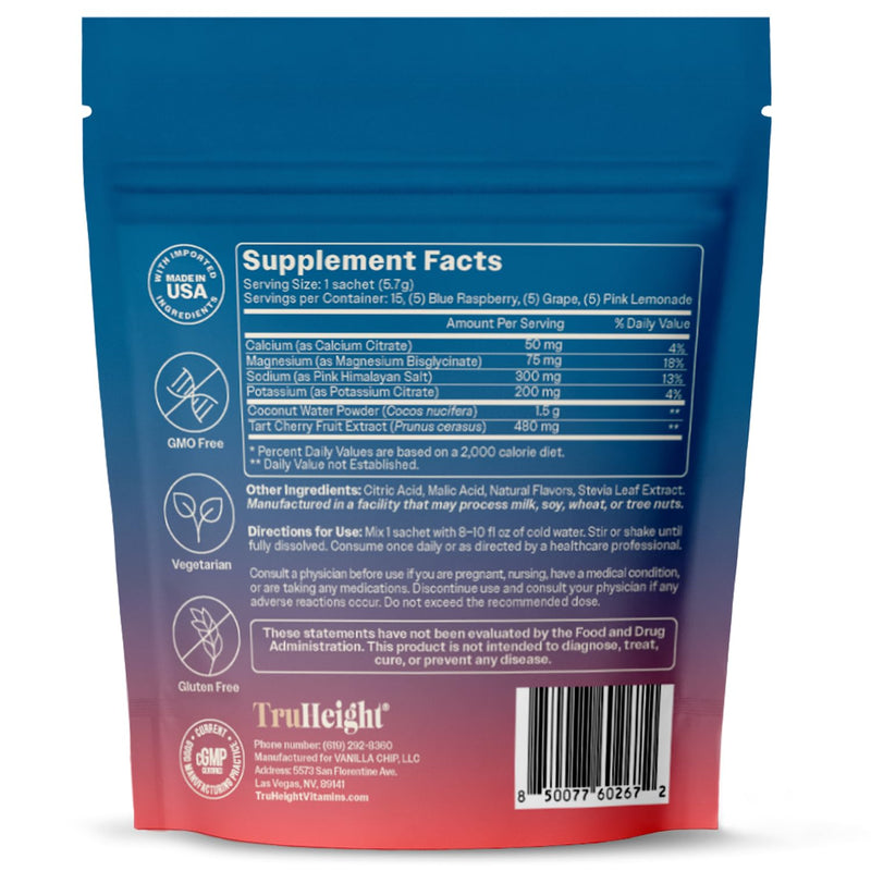 TruHeight Hydration Packets (Variety Pack) Kids, Teens & Adults Fast Hydration, Energy & Recovery - Dehydration Relief Electrolytes Powder Packets for Athletes - Sugar Free, Zero Calorie, Non-GMO