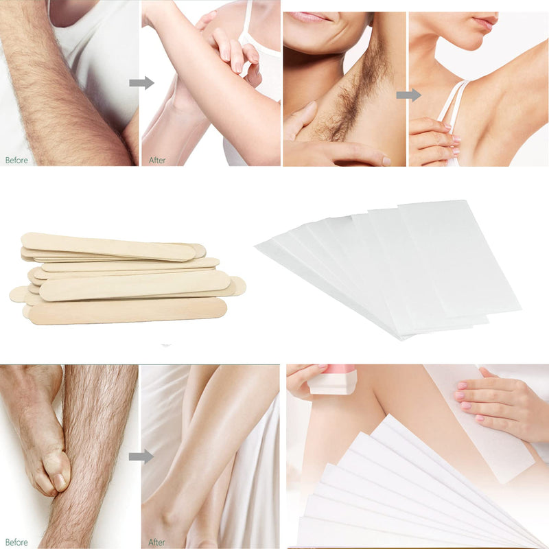 [Australia] - 400 pieces of non-woven strips, wax strips and wax strips, wooden sticks, used with soft wax for hair removal, for hair removal on the leg, chest, back, intimate area and face, 1 piece (pack of 400). 