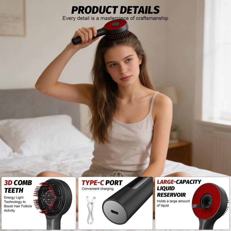 Electric Scalp Massager with 3-in-1 Hair Oil Applicator, Cordless Head Massager IPX7 Waterproof, Portable Scalp Brush for Deep Relaxation, Home, Travel & Shower Use