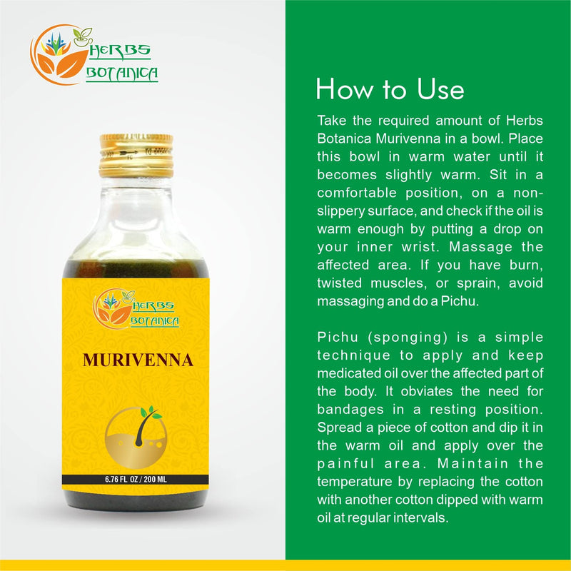 [Australia] - Murivenna Oil Tailam Ayurvedic Herbal Oil for Joint and Muscle Treats Sprain, Muscle Cramps 200ml 
