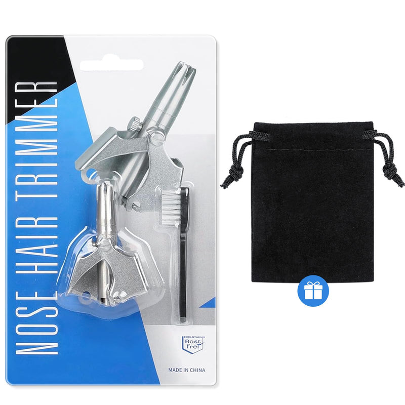 [Australia] - TIANG Manual Nose Hair Trimmer for Men Women Stainless Steel 6 Teeth V Blade Nose Hair Trimmer for Groom Bird Waterproof Painless Battery Free with Clean Brush 