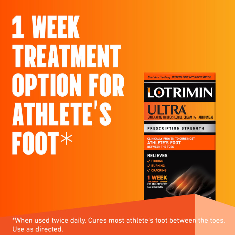 Lotrimin Ultra 1 Week Athlete's Foot Treatment, Prescription Strength Butenafine Hydrochloride 1%, Cures Most Athlete’s Foot Between Toes, Cream, 0.53 Ounce (15 Grams) (Packaging May Vary) 15g