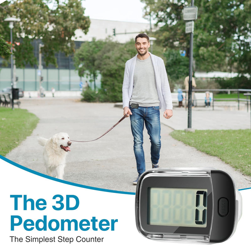 [Australia] - 3D Pedometer for Walking, Simple Digital Step Counter with Removable Clip and Lanyard, Accurate Pedometers for Steps Track with Large LCD Display for Men Women Kids Walking Running Hiking Sports-Black 