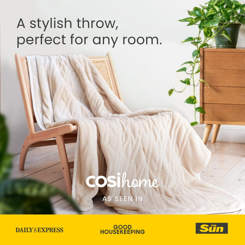 [Australia] - Cosi Home electric blanket 180x130 cm - electric heating blanket with automatic switch-off, overheating protection, washable, cozy fleece, 10 heating levels with digital remote control, 10 hour timer - cream 180 x 130 