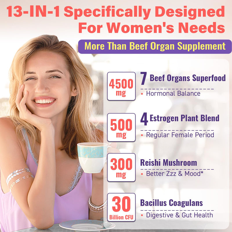 [Australia] - (180 Gummies) Beef Organ Supplement for Women - 5300mg Beef Liver, Kidney, Uterus & 10 More, for Hormone Balance, Menstruation, Energy, Immunity, Gut & Skin Health - 100% Grass Fed & Pasture Raise 180 Count (Pack of 1) 