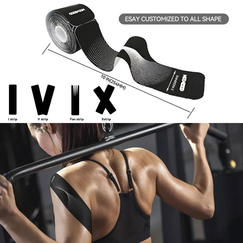 Precut Kinesiology Tape - 60 Strips (3 Rolls) | Waterproof Kinesiology Tape for Muscle & Joint Support, Athletic Knees, Shoulders, Back Pain Relief | Sport Tape for Weightlifting, Running 3 ROLL 3mix