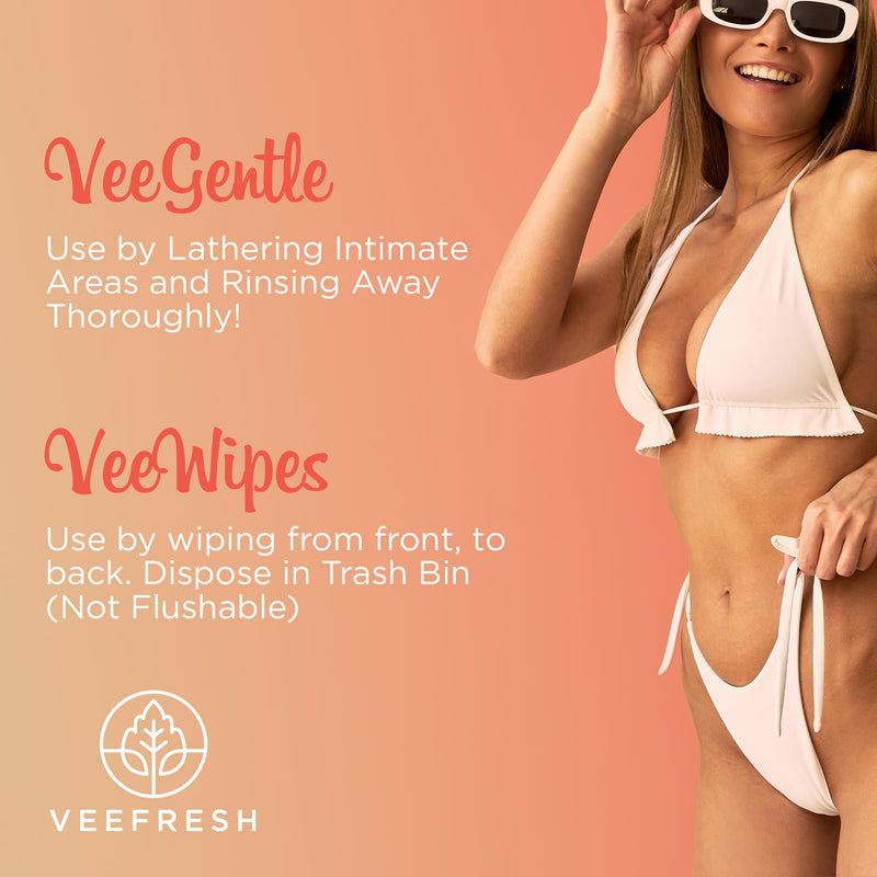 [Australia] - VeeFresh VeeDaily - VeeGentle Intimate Wash & VeeWipes ACV Sensitive Vee Bundle - Apple Cider Vinegar Infused Female Wipes for Women & Natural Feminine Wash for Sensitive Vees! 