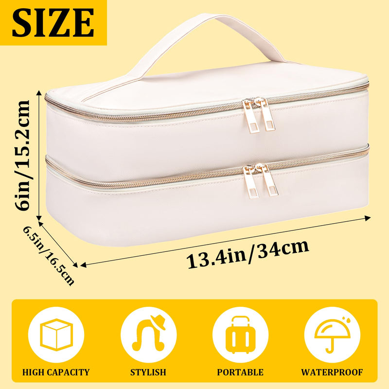 Travel Carrying Case for Shark Flex Style, Double Layer Storage Case for Shark SpeedStyle Hair Dryer Attachments, Waterproof PU Leather Organizer Bag (Black+Dianthus White)