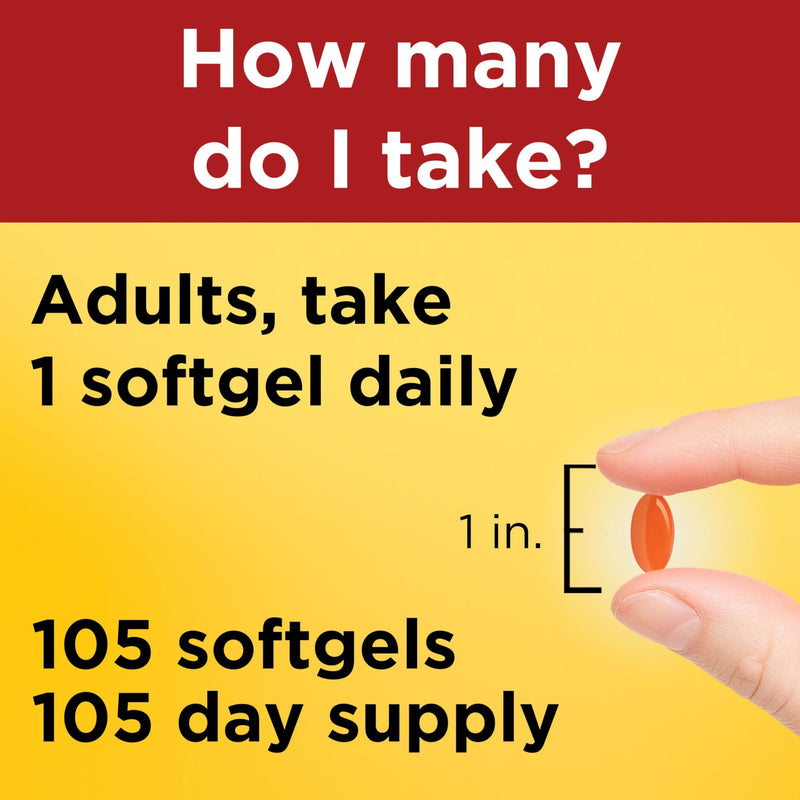 Nature Made CoQ10 200mg Softgels for Heart Health Support, 105 Softgels | Co Q 10 Supplement for Women and Men for Women and Men, Dietary Supplement that Provides Antioxidant Support, 105 Day Supply Unflavored 105 Count (Pack of 1)