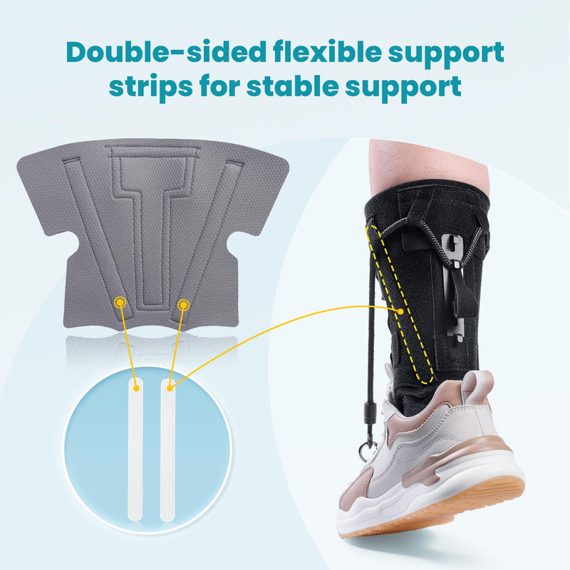 [Australia] - AFO Foot Drop Brace Splint, Adjustable Drop Foot Up Ankle Support for Walking with Shoes, Improve Walking Gait, Fits Right & Left, Women and Men - Black 