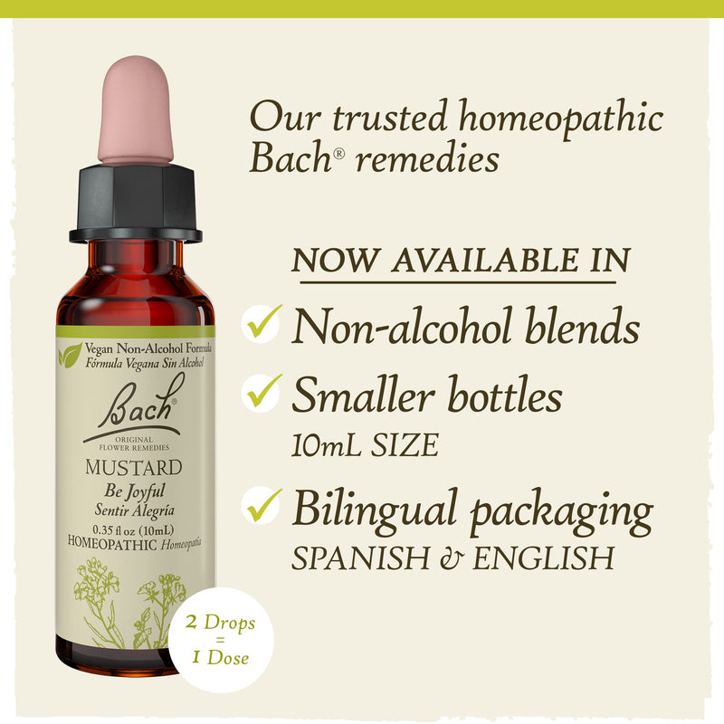 [Australia] - Bach Original Flower Remedies, Mustard for Joy (Non-Alcohol Formula), Natural Homeopathic Flower Essence, Holistic Wellness and Stress Relief, Vegan, 10mL Dropper 