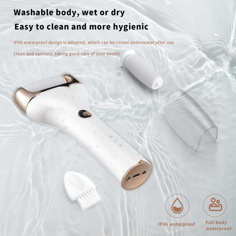 [Australia] - Electric Foot Callus Remover, Waterproof Rechargeable Pedicure Tool Foot Scrubber, Wet & Dry Use, Effectively Removes Hard Skin & Calluses for Smooth Feet 