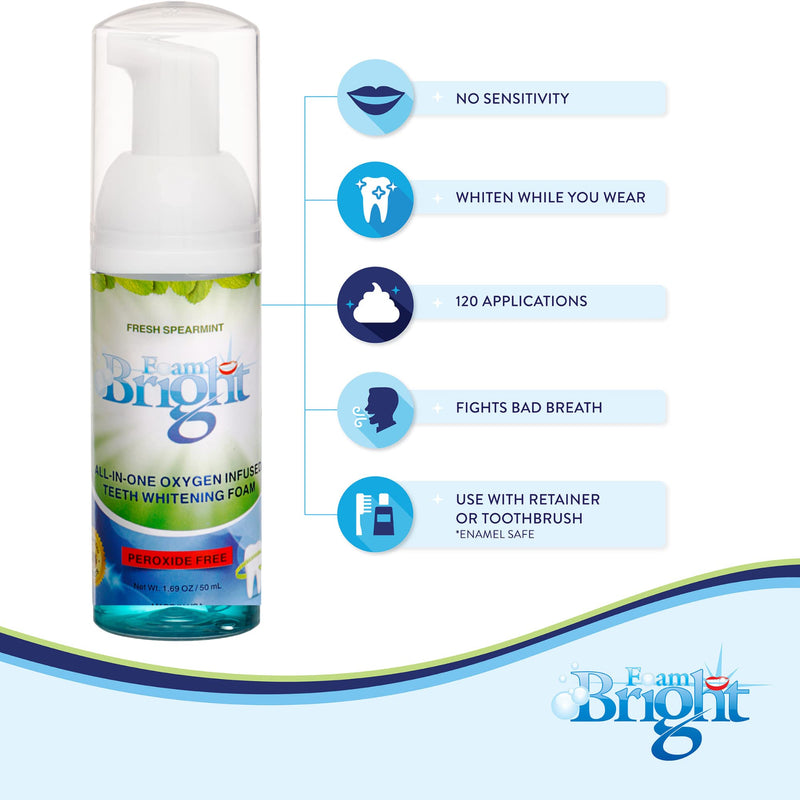 [Australia] - Retainer Cleaner & Aligner Cleaner FoamBright, Great for Invisalign, Teeth Whitening Foam, Candid, Byte, Denture Whitener Toothpaste & Braces Cleaning Peroxide Free Oral Care Replaces Tablets, Paste 1 Unit Pack With Case 