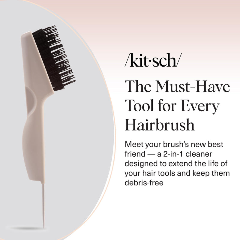 [Australia] - Kitsch Hair Brush Cleaner Tool | Double-Sided 2-in-1 Brush Cleaner for Hair Brushes & Combs | Eco-Friendly Cleaning Tool with Pick & Bristles, Perfect Gifts for Women | Hair Stylist Essentials 