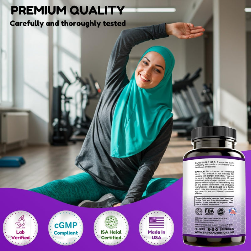 SHIFAA NUTRITION Halal Joint Support Supplement w/Glucosamine Chondroitin MSM | 2820mg 30 Servings | Non-GMO 90 Count (Pack of 1)