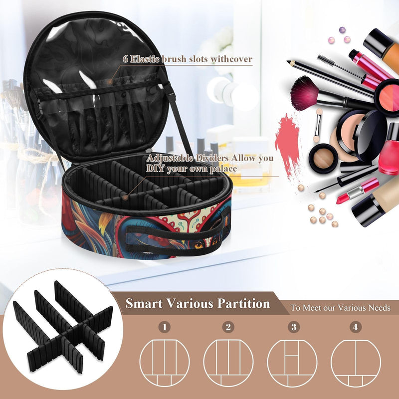 ALAZA Dia Muertos Mexican Day Of The Dead Girl Sugar Skull Travel Makeup Case, Portable Artist Makeup Storage Bag multicolor01